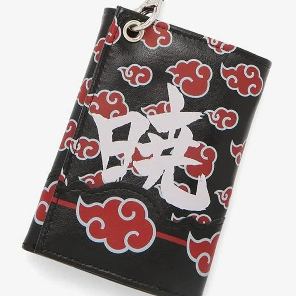 Hot Topic Naruto Shippuden Akatsuki Trifold Wallet & Chain Anime Merch Gift Idea